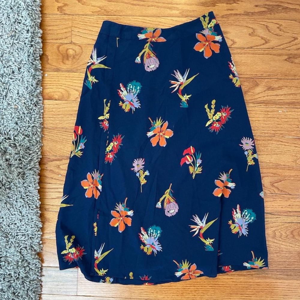 Madewell silk midi skirt sz 0 floral print